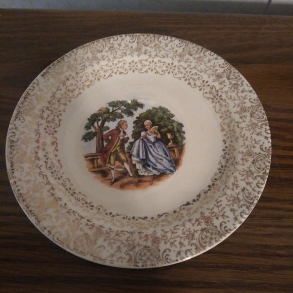 Cronin China Co. Dancing Colonial Couple Saucer Ma - Picture 1 of 3